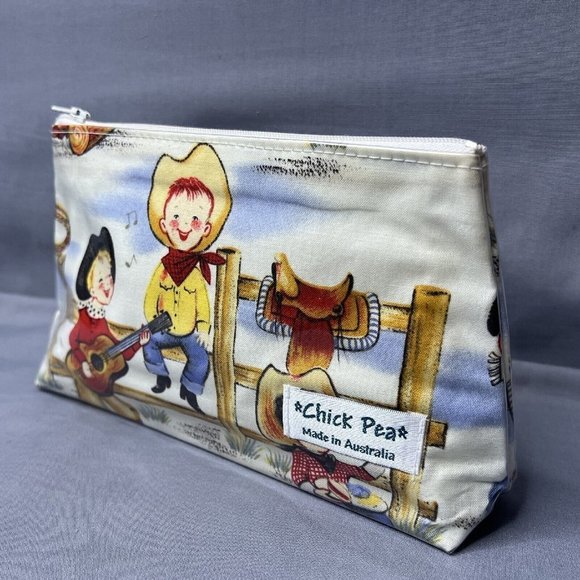 Medium Box Cowboy Coin Purse Tote By Chick Pea, Zip Up. Made In Australia. - Picture 4 of 6
